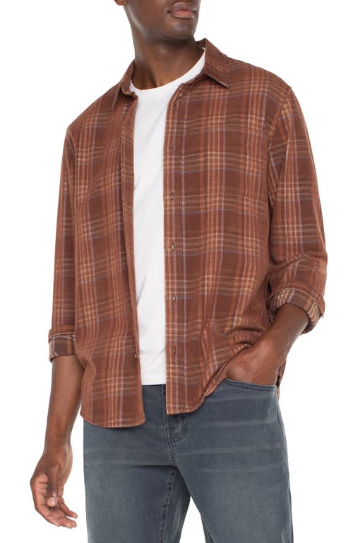 Shop Liverpool Plaid Corduroy Button-up Shirt In Nutmeg/blue Multi