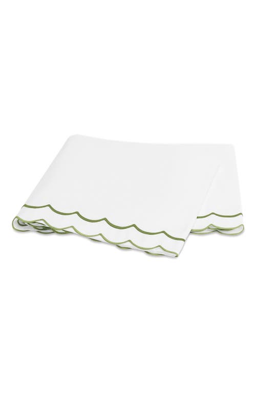 Matouk India Scallop 350 Thread Count Flat Sheet in Grass at Nordstrom