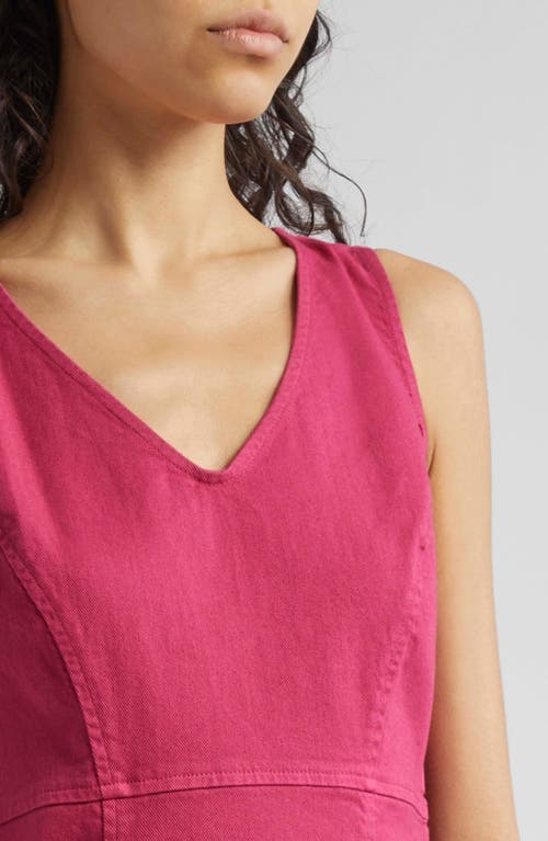 Shop Emporio Armani Sleeveless Denim Midi Dress In Raspberry