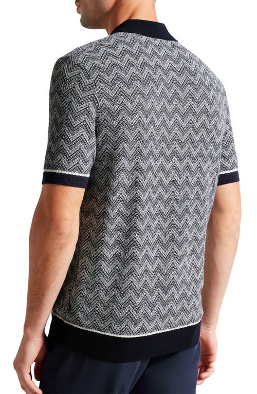 Shop Ted Baker London Zigzag Polo In Navy