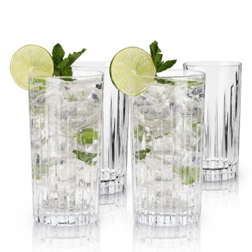 Viski Reserve Milo Crystal Highball Glasses Set Of 4 In Clear