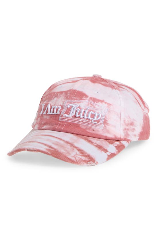 Aries X Juicy Couture Embroidered I Am Juicy Tie Dye Baseball Cap In Pnk Pink