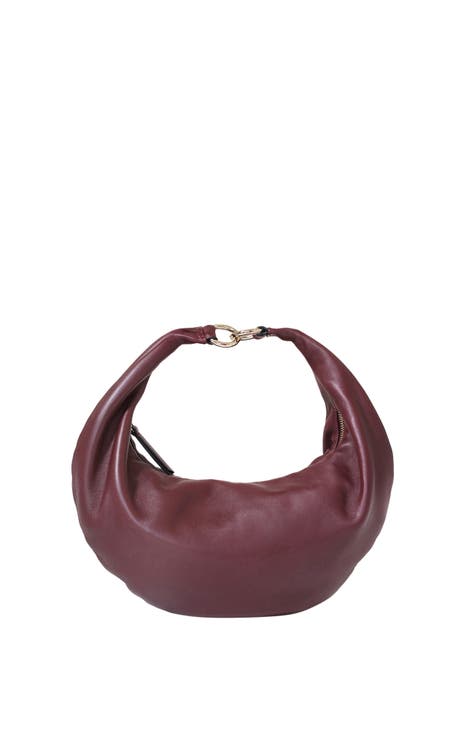 Burgundy leather hobo bag best sale