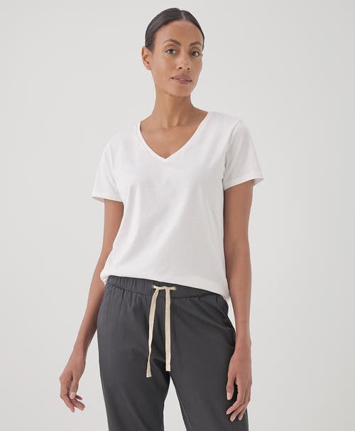 Pact Organic Cotton Softspun V-neck Tee In White