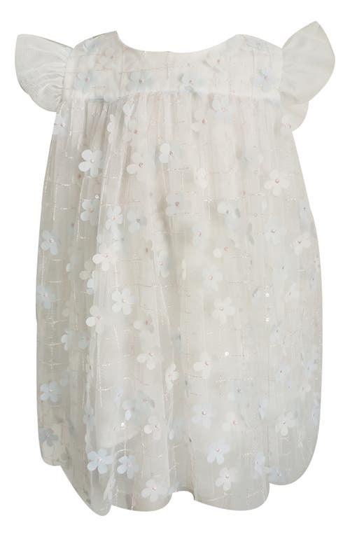 Popatu 3D Floral Embroidered Tulle Dress in White at Nordstrom, Size 12M