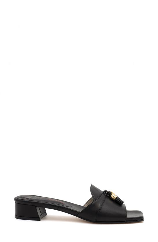 Shop Amalfi By Rangoni Bussola Slide Sandal In Black Parmasoft - Gold Met