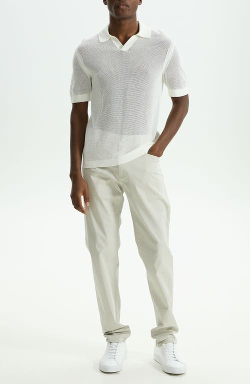 Theory Cairn Johnny Collar Mesh Polo In Ivory