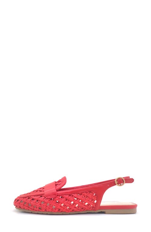 Reaction Kenneth Cole Enrica Raffia Slingback Flat In Red Raffia