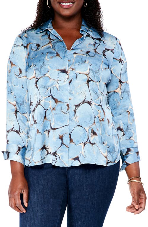 NIC+ZOE Marble Sky Button-Up Shirt in Blue Multi