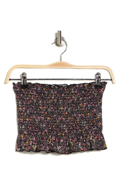 Shop Lulus Fascinating Blossom Smocked Tube Top In Black/pink/yellow