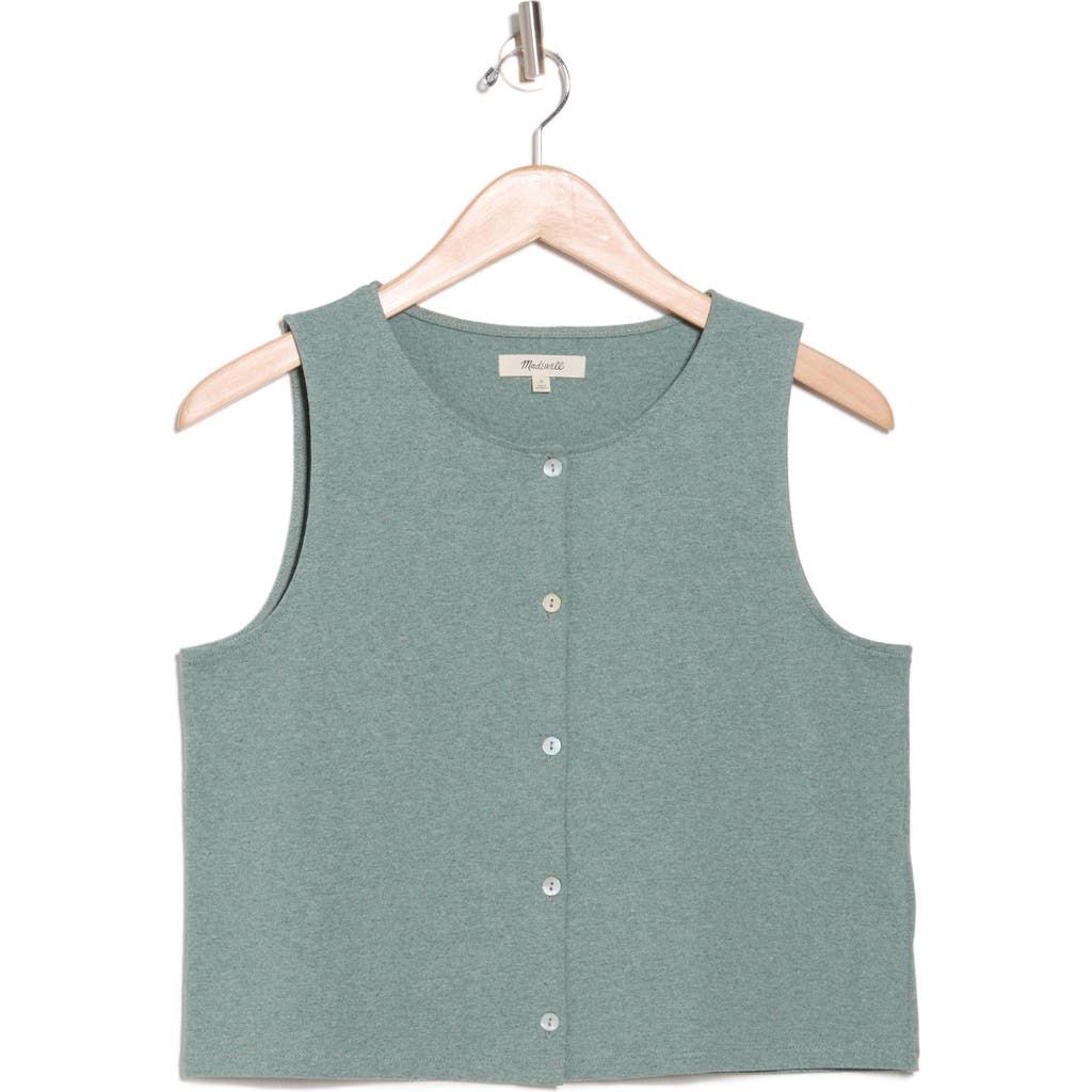Madewell Bacopa Button Front Tank Top In Heather Green