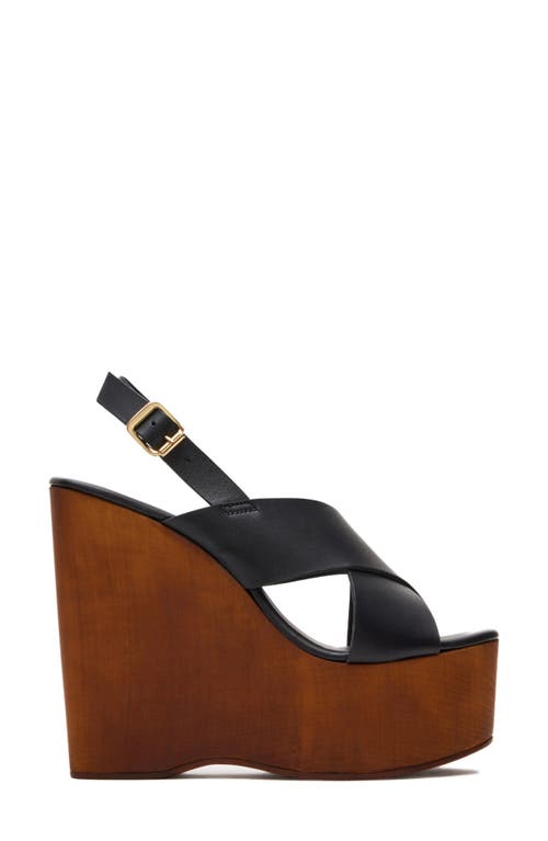 Steve Madden Galaxy Platform Wedge Sandal In Black Leather