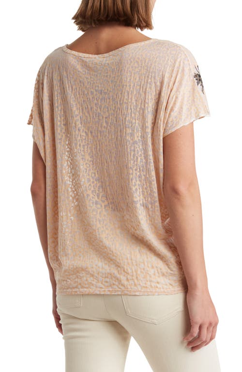 Go Couture Patterned Dolman Sleeve T-shirt In Peach/blue Perennial