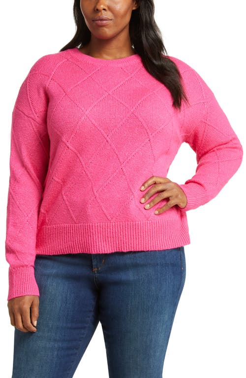 caslon(r) Diamond Pattern Sweater in Pink Cabaret