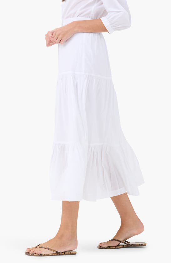 Shop Nic + Zoe Nic+zoe Cotton Tiered Skirt In Paper White