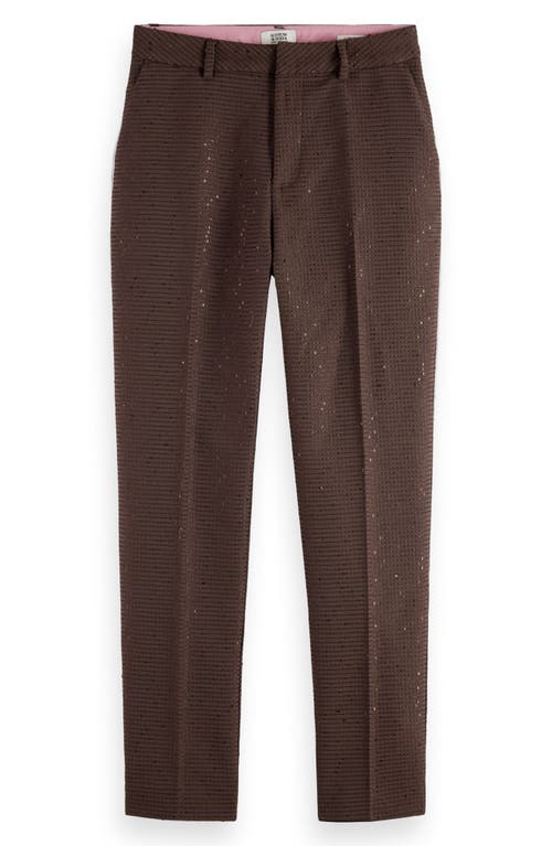 Shop Scotch & Soda Lowry Sequin Jacquard Straight Leg Pants In Coffee