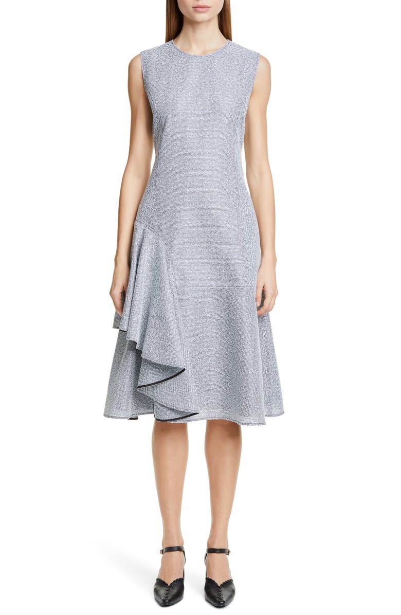 ADEAM Ruffle Hem Tweed Dress, Main, color, SLATE