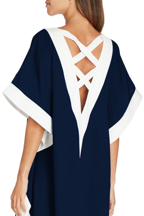 Shop Valimare Aria High-low Crepe De Chine Cover-up Dress In Navy Blue