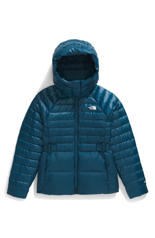 The North Face Metropolis Water Repellent 600 Fill Power Down Hooded Jacket In Midnight Petrol
