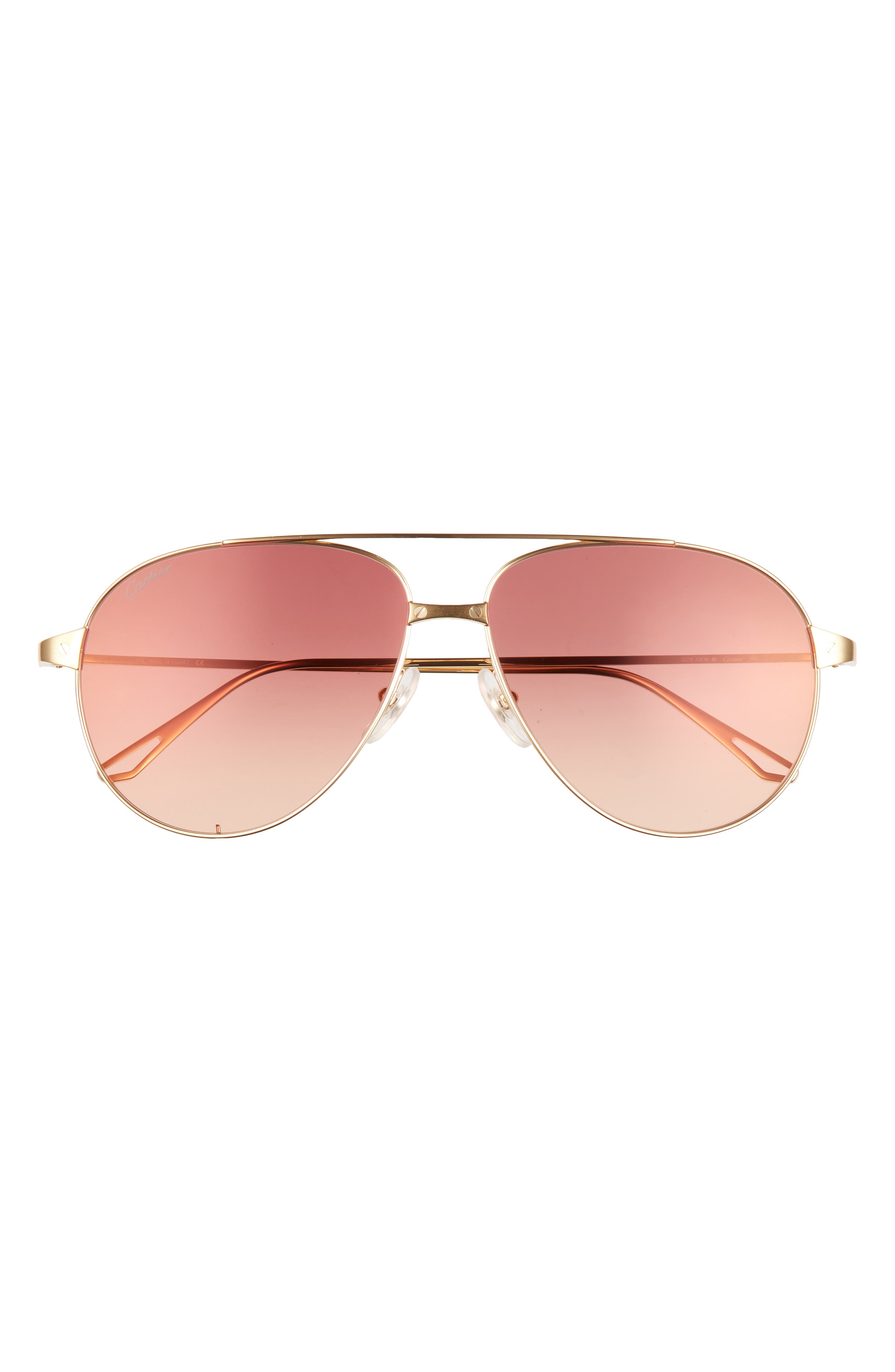 Cartier 59mm Aviator Sunglasses in Gold/Pink at Nordstrom