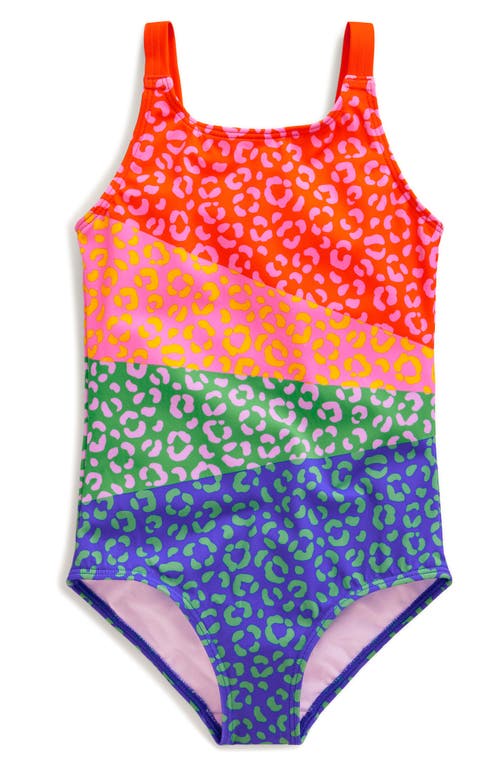 Mini Boden Kids' Fun One-Piece Swimsuit Orange Multi Leopard Print at Nordstrom,