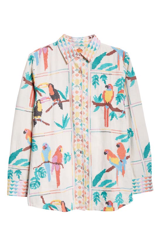 Shop Farm Rio Tropical Stitch Linen Blend Button-up Shirt