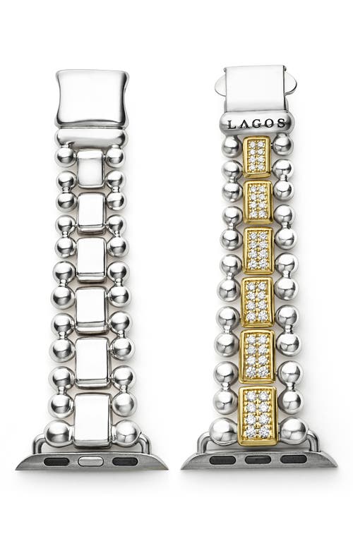 18K Gold & Sterling Silver Diamond Apple Watch Watchband in Silver Gold Diamond