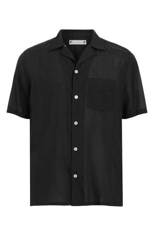 Shop Allsaints Forge Short Sleeve Button-up Shirt In Faded Black