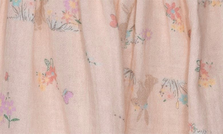 Shop Bonnie Jean Kids' Smocked Cotton Gauze Bunny Print Dress In Natural