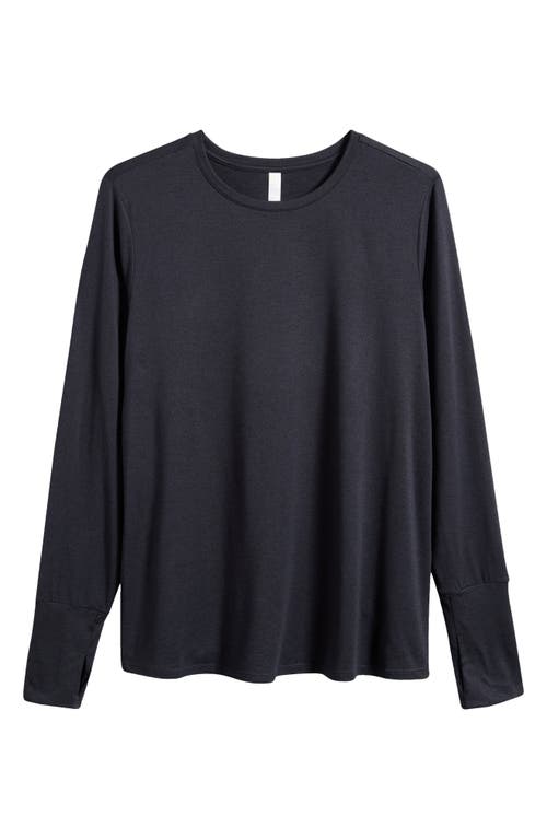 Shop Zella Liana Restore Soft Lite Long Sleeve T-shirt In Black