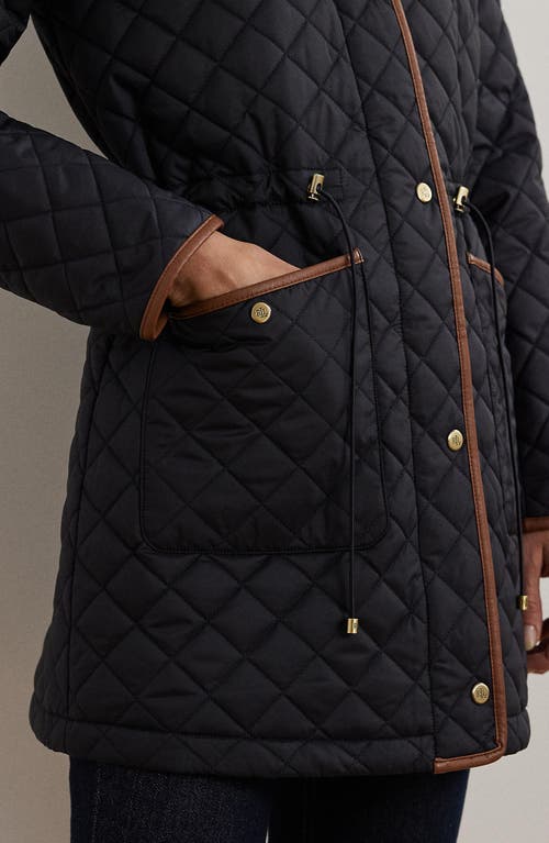 Shop Lauren Ralph Lauren Crest Logo Quilted Coat In Dk Navy