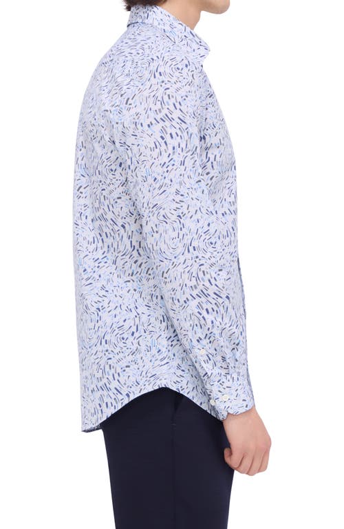 Shop Bugatchi Julian Shaped Fit Abstract Print Stretch Button-up Shirt In Air Blue