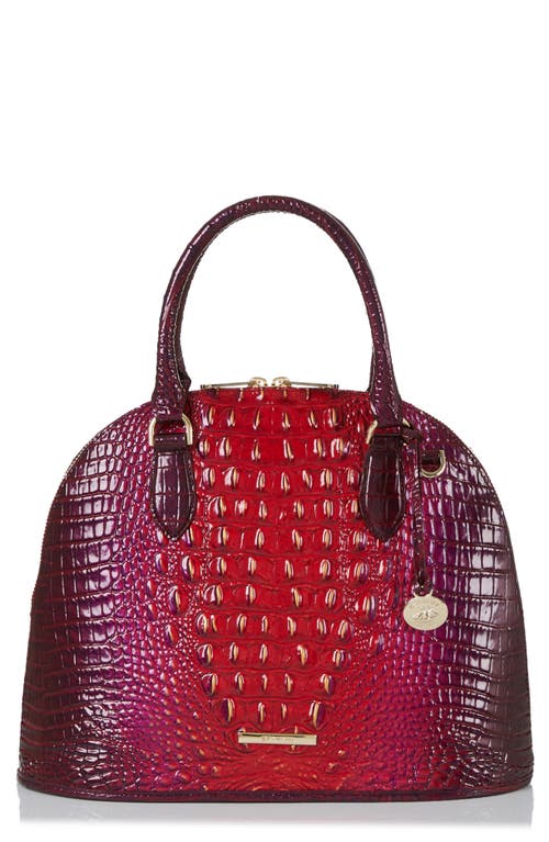 Brahmin Georgina Croc Embossed Leather Dome Satchel in Ruby Ombre Melbourne