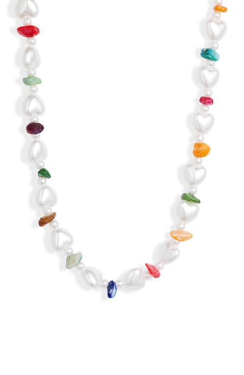 Shop Knotty Imitation Pearl Necklace In White/rainbow
