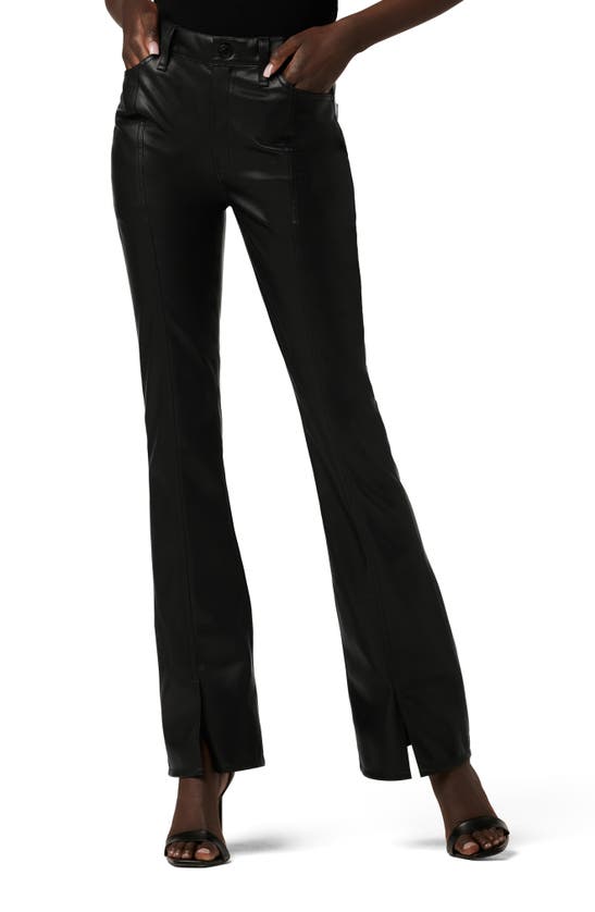 Shop Hudson Barbara High Waist Slit Hem Bootcut Faux Leather Pants In Black