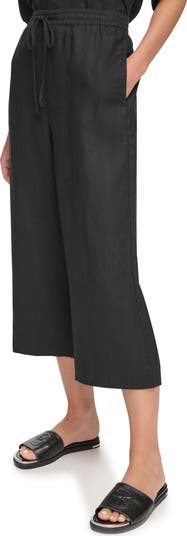 DKNY Drawstring Crop Linen Pants | Nordstrom