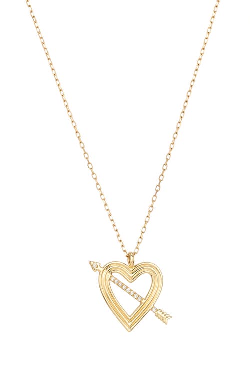 Adina Reyter Heart + Arrow Diamond Pendant Necklace in Yellow Gold