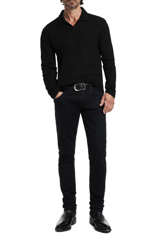 Shop John Varvatos Morris Long Sleeve Johnny Collar Polo In Black