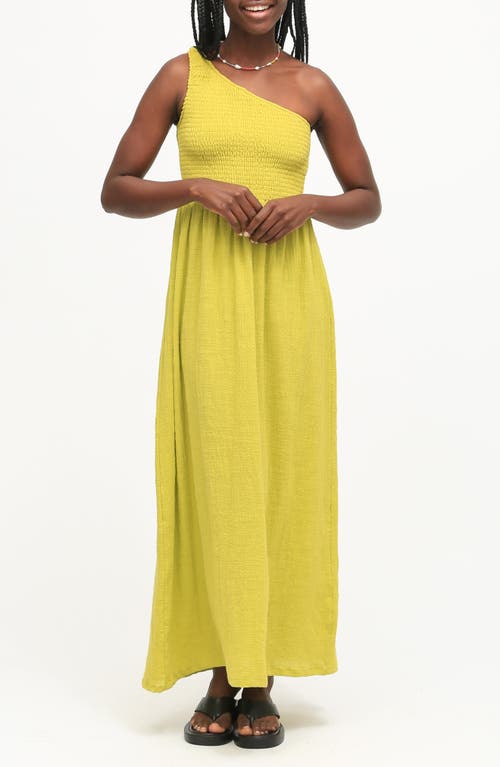 Cleo One-Shoulder Cotton Gauze Maxi Dress in Ochre