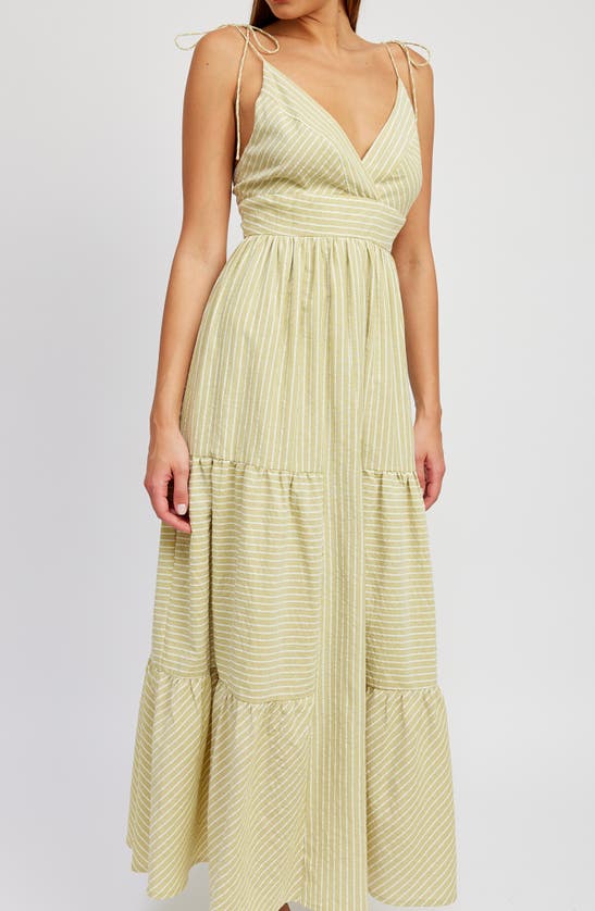 Shop En Saison Amara Stripe Cotton Blend Maxi Dress In Spring Green