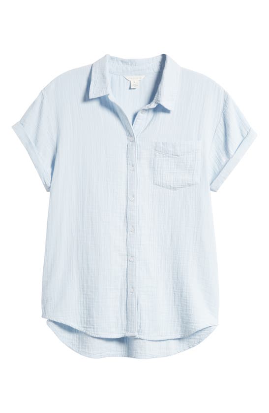 Shop Caslon Cotton Gauze Camp Shirt In Blue Skyway