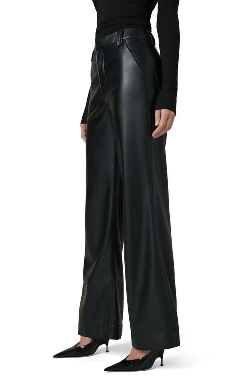 Shop Joe's The Mia High Waist Faux Leather Wide Leg Jeans In Black