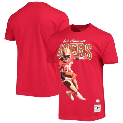 Men's Mitchell & Ness Jerry Rice San Francisco 49ers Scarlet Player Graphics T-Shirt