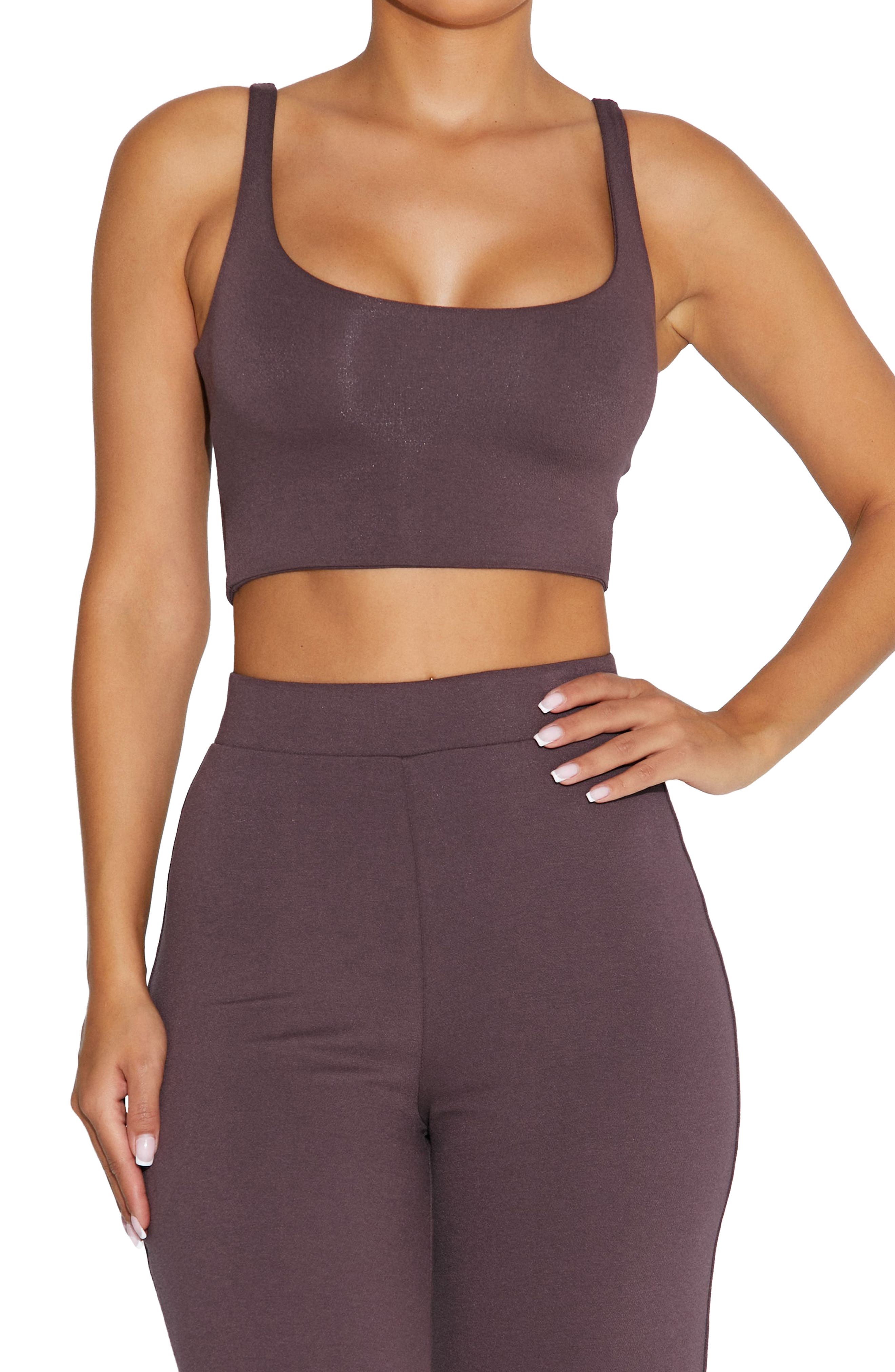 Naked Wardrobe the NW Crop Top in Coco, Size Medium 