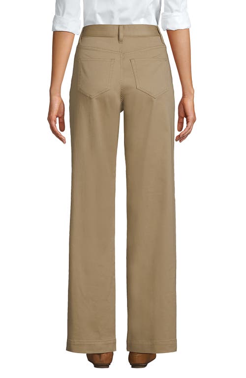 Shop Lands' End High Rise 5 Pocket Wide Leg Chino Pants In Desert Tan