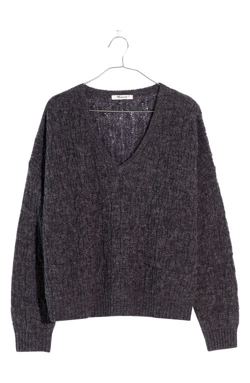 Madewell Alna V-Neck Sweater in Hthr Carbon