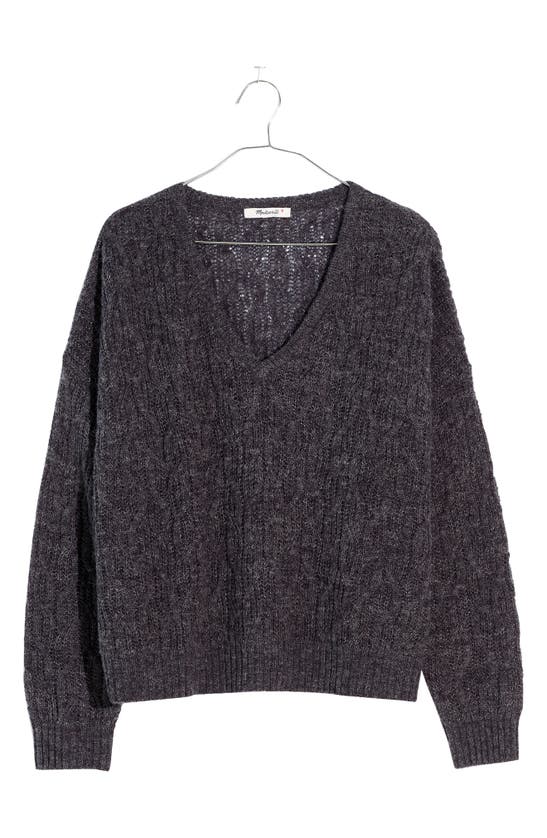 Shop Madewell Alna V-neck Sweater In Hthr Carbon