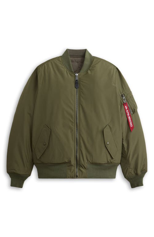 Shop Alpha Industries Reversible Onion Quilted Bomber Jacket In Green