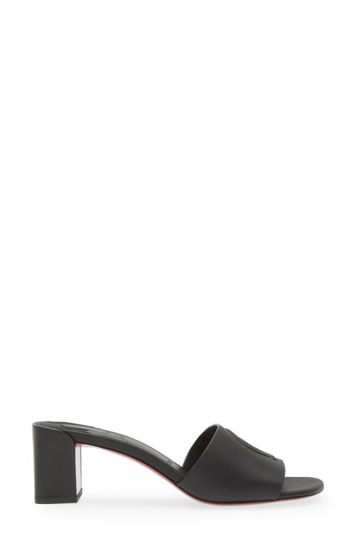 Shop Christian Louboutin Cl Logo Block Heel Slide Sandal In Black/lin Black