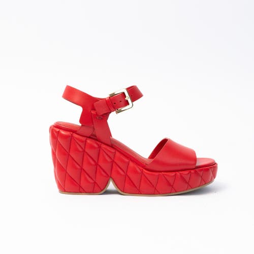 Shop Cecelia New York Betty Quiletd Platform Wedge Sandal In Red